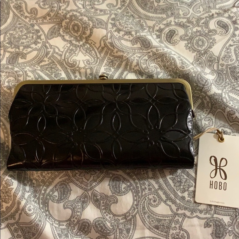NWT Black embossed HOBO Lauren clutch/wallet